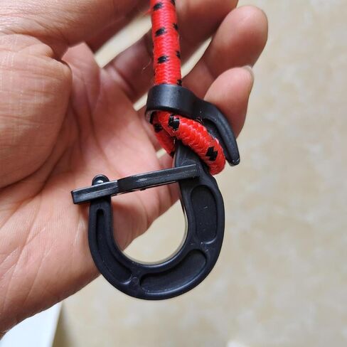 Lovelysp Plastic Shock Cord Hooks Elastic Plastic Shock Cords Bungee Cord Hooks for 1/4 "and 3/8" Bungee Cords (Black) 12pcs in Saudi Arabia