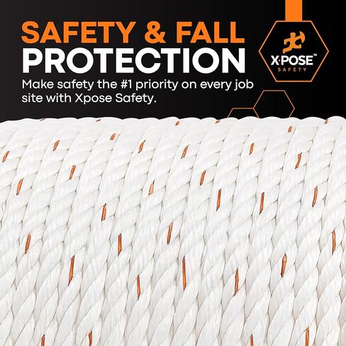 Xpose Safety 3-Strand Twisted Poly-DAC (Poly Dacron) Combo Rope – 5/8" x 600′ – Heavy-Duty UV-Coated Safety Line for Commercial, Arborist, Marine, Towing, DIY Projects, Construction,Weather-Resistant in Saudi Arabia