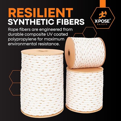 Xpose Safety 3-Strand Twisted Poly-DAC (Poly Dacron) Combo Rope – 5/8" x 600′ – Heavy-Duty UV-Coated Safety Line for Commercial, Arborist, Marine, Towing, DIY Projects, Construction,Weather-Resistant in Saudi Arabia