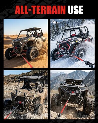 1/4" x 50ft Synthetic Winch Rope Kit - 10,000LBS Winch Cable with Protective Sleeve, 13,500LBS Forged Winch Hook, Safety Pull Strap, Rubber Stopper for ATV UTV in Saudi Arabia