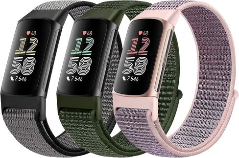 Sport Loop Nylon Watch Bands Compatible with Fitbit Charge 6/Charge 5 for Women Men, Adjustable Breathable Replacement Soft Nylon Loop Wristband for Fitbit Charge 6/Fitbit Charge 5 in Saudi Arabia