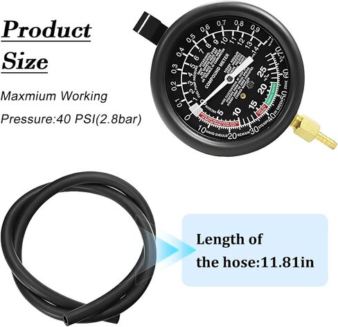 Car Fuel Pump and Vacuum Tester Gauge, 9PCS Vehicle Carburetor Pressure Diagnostics Leakage Tool Kit, Automotive Fuel Pump Testing Meters, Universal for SUV Sedan Truck in Saudi Arabia