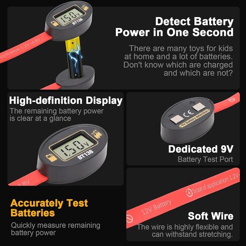 Geevorks LCD Battery Voltage Tester Digital Battery Tester LCD Display Battery Level Detector for 1.2V 4.8V AA AAA C D 9V Button Batteries with No Built in Power Needed in Kuwait