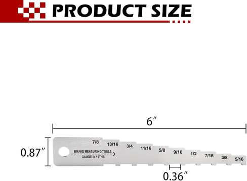 Pocket Tech Gauge 16ths Brake Measuring Gauge, Stainless Steel, Laser Cut and Engraved in Kuwait