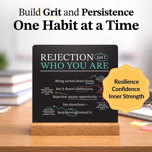Grit Mindset Cards – 52 Daily Habits for Persistence, Resilience & Confidence – Motivational Mindset Cards for Kids, Teens & Adults – Includes Wooden Display Stand – Gift for Teachers & Coaches in Saudi Arabia