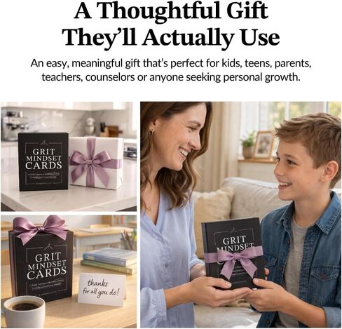 Grit Mindset Cards – 52 Daily Habits for Persistence, Resilience & Confidence – Motivational Mindset Cards for Kids, Teens & Adults – Includes Wooden Display Stand – Gift for Teachers & Coaches in Saudi Arabia