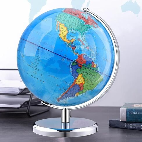 TTKTK World Globe with Stainless steel Stand Rotating Earth Spinning Globe for Kids Geography Classroom Education or Decorations (8 Inch Blue) in Saudi Arabia