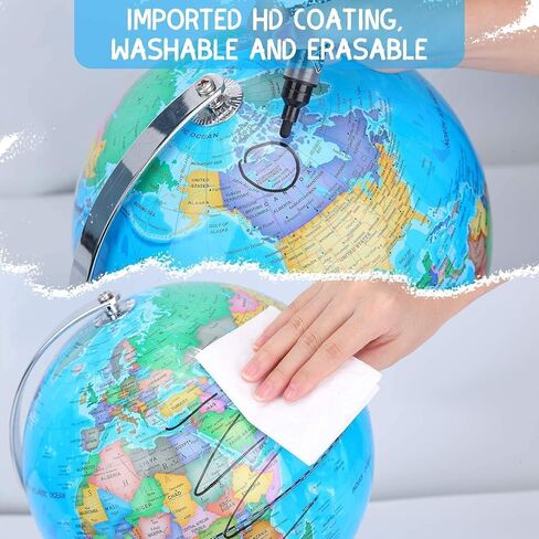 TTKTK World Globe with Stainless steel Stand Rotating Earth Spinning Globe for Kids Geography Classroom Education or Decorations (8 Inch Blue) in Saudi Arabia