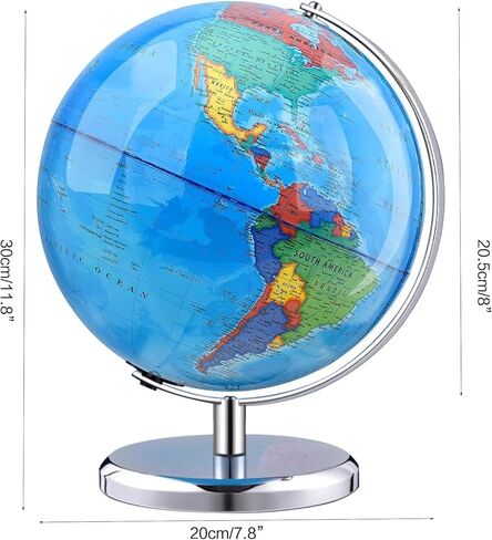 TTKTK World Globe with Stainless steel Stand Rotating Earth Spinning Globe for Kids Geography Classroom Education or Decorations (8 Inch Blue) in Saudi Arabia
