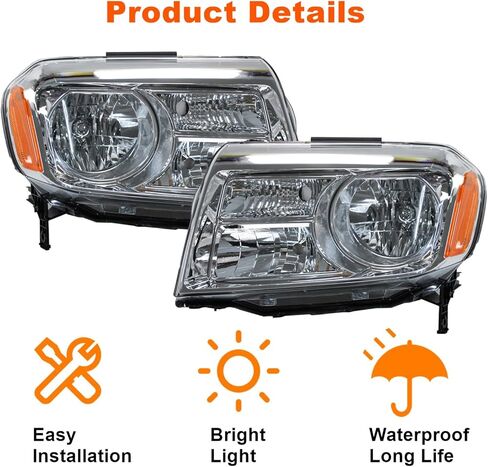 Chrome Halogen Headlights Headlamps Assembly Compatible with 2012-2015 Honda Pilot Driver and Passenger Side HO2502147 HO2503147 33150SZAA11 33100SZAA11 in Kuwait