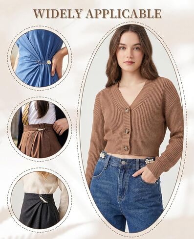 22 PCS Pant Waist Tightener, Pearl Buttons Pins Pants Clips to Tighten Waist, Waistband Jean Waist Cincher Clip for Clothing Dresses Skirts in Saudi Arabia