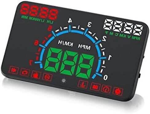 KUNFINE® 5.8" Car HUD OBD2 Head Up Display Car Speed Projector Vehicle Windshield Speedo Projetor Navigation OBD Speedometer Hud E350 in Kuwait