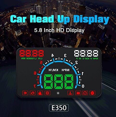 KUNFINE® 5.8" Car HUD OBD2 Head Up Display Car Speed Projector Vehicle Windshield Speedo Projetor Navigation OBD Speedometer Hud E350 in Kuwait