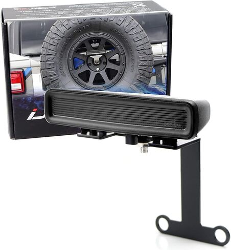 iJDMTOY Dark Smoked Lens Race Car Style LED Strobe Third Brake Lamp w/Behind Spare Tire Relocation Brackets, Compatible With Jeep 2018-up Wrangler JL in Kuwait