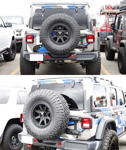 iJDMTOY Dark Smoked Lens Race Car Style LED Strobe Third Brake Lamp w/Behind Spare Tire Relocation Brackets, Compatible With Jeep 2018-up Wrangler JL in Kuwait
