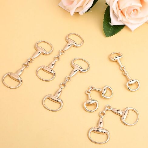 8 Pcs Gold Horse Bit Buckle, 2 Size D Ring Snaffle Bit Buckles, Double Silk Scarf Buckle Ring for DIY Snaffle Bit Horse Jewelry Loafer Shoes Decoration in Saudi Arabia