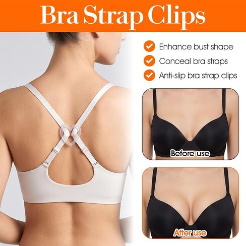 16 Pack Bra Strap Clips, Bra Strap Holders for Slipping, Anti-Slip Racerback Converters, Buckles Conceal Straps Strap Holders for Slipping for Dresses Shirts Sports Tops (Clear) in Saudi Arabia