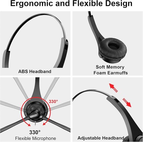 Voistek Cisco Phone Headset,RJ9 MonoTelephone Headset with Microphone Compatible with Cisco 7940,7942,7945,7960,7962,7965,7811,7821,8811,8841,8845,8851 Landline Phones in Kuwait