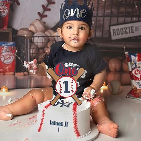 Baseball 1st Birthday Cake Topper - Sports One Birthday Party Decorations,Rookie of the First Year Cake Topper,Sports Theme Centerpieces,Baseball Party Photo Props in Saudi Arabia