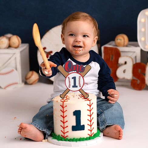 Baseball 1st Birthday Cake Topper - Sports One Birthday Party Decorations,Rookie of the First Year Cake Topper,Sports Theme Centerpieces,Baseball Party Photo Props in Saudi Arabia