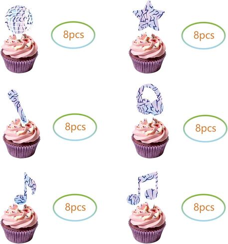 48 Pcs Purple Demon Cupcake Toppers for Hunters Birthday Party Decorations Supplies in Saudi Arabia
