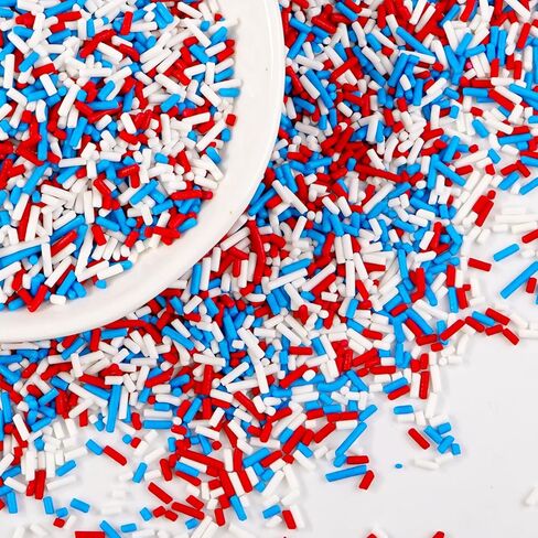 Patriotic Sprinkles, 4th of July, 130g/4.59oz, Edible Red White Blue Jimmie Sprinkles for Cake Decorating, Baking, Cupcake Toppers, Ice Cream, Independece Day Festival Supplies in Kuwait