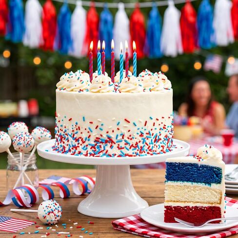 Patriotic Sprinkles, 4th of July, 130g/4.59oz, Edible Red White Blue Jimmie Sprinkles for Cake Decorating, Baking, Cupcake Toppers, Ice Cream, Independece Day Festival Supplies in Kuwait