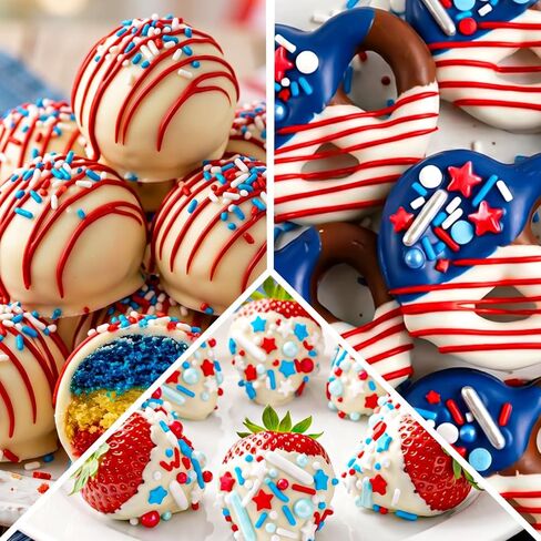 Patriotic Sprinkles, 4th of July, 130g/4.59oz, Edible Red White Blue Jimmie Sprinkles for Cake Decorating, Baking, Cupcake Toppers, Ice Cream, Independece Day Festival Supplies in Kuwait