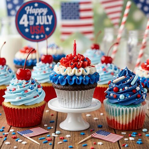 Patriotic Sprinkles, 4th of July, 130g/4.59oz, Edible Red White Blue Jimmie Sprinkles for Cake Decorating, Baking, Cupcake Toppers, Ice Cream, Independece Day Festival Supplies in Kuwait
