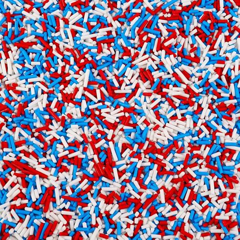 Patriotic Sprinkles, 4th of July, 130g/4.59oz, Edible Red White Blue Jimmie Sprinkles for Cake Decorating, Baking, Cupcake Toppers, Ice Cream, Independece Day Festival Supplies in Kuwait