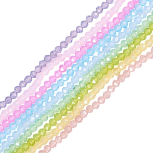 990PCS 0.16inch Transparent Glass Crystal Beads Faceted Round Seed Beads Imitation Opalite Small Loose Spacers Bead for DIY Jewelry Making Bracelet Necklace Earrings Beading Craft Supplies Colorful in Kuwait