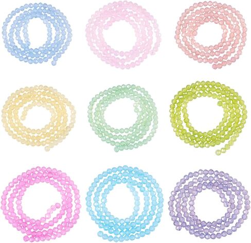 990PCS 0.16inch Transparent Glass Crystal Beads Faceted Round Seed Beads Imitation Opalite Small Loose Spacers Bead for DIY Jewelry Making Bracelet Necklace Earrings Beading Craft Supplies Colorful in Kuwait