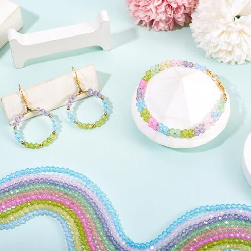 990PCS 0.16inch Transparent Glass Crystal Beads Faceted Round Seed Beads Imitation Opalite Small Loose Spacers Bead for DIY Jewelry Making Bracelet Necklace Earrings Beading Craft Supplies Colorful in Kuwait