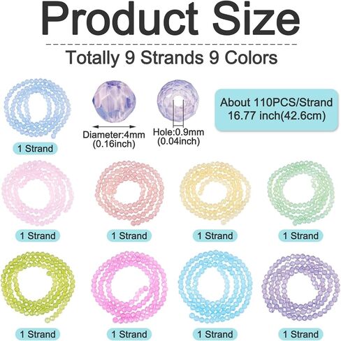 990PCS 0.16inch Transparent Glass Crystal Beads Faceted Round Seed Beads Imitation Opalite Small Loose Spacers Bead for DIY Jewelry Making Bracelet Necklace Earrings Beading Craft Supplies Colorful in Kuwait