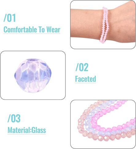990PCS 0.16inch Transparent Glass Crystal Beads Faceted Round Seed Beads Imitation Opalite Small Loose Spacers Bead for DIY Jewelry Making Bracelet Necklace Earrings Beading Craft Supplies Colorful in Kuwait