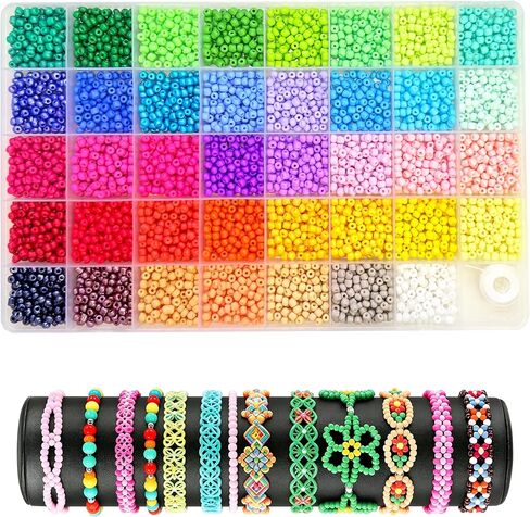 4mm 4000+pcs Seed Beads for Jewelry Making, 39 Colors Uniform Small Beads for Bracelet Making Kit, Glass Seed Bead Kit, Tiny Craft for DIY Art Jewelry Making in Saudi Arabia