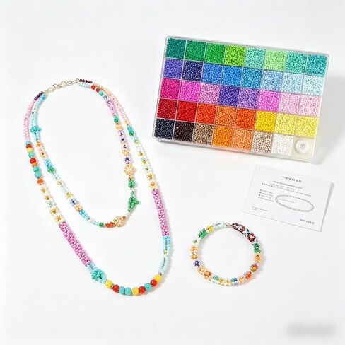4mm 4000+pcs Seed Beads for Jewelry Making, 39 Colors Uniform Small Beads for Bracelet Making Kit, Glass Seed Bead Kit, Tiny Craft for DIY Art Jewelry Making in Saudi Arabia