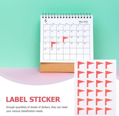 Toddmomy Red Adhesive Flag Label Stickers 12 Sheets for Map Markers Small Label Stickers DIY Classification and Organization in Home and Office in Kuwait