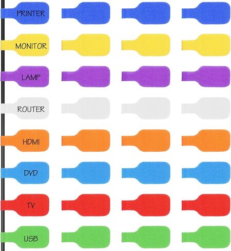 32Pcs Cable Labels for Cords, 8 Colors Reusable Nylon Cord Labels for Electronics for Electronics Wire Markers Electrical, Large Size for Charging Cords Management & Identification (1.8 * 0.9 inch) in Saudi Arabia