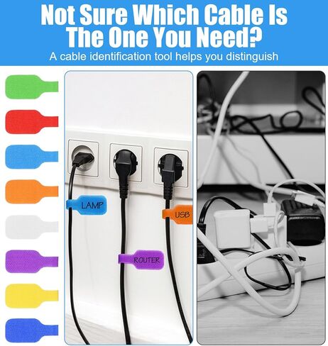 32Pcs Cable Labels for Cords, 8 Colors Reusable Nylon Cord Labels for Electronics for Electronics Wire Markers Electrical, Large Size for Charging Cords Management & Identification (1.8 * 0.9 inch) in Saudi Arabia