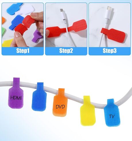 32Pcs Cable Labels for Cords, 8 Colors Reusable Nylon Cord Labels for Electronics for Electronics Wire Markers Electrical, Large Size for Charging Cords Management & Identification (1.8 * 0.9 inch) in Saudi Arabia