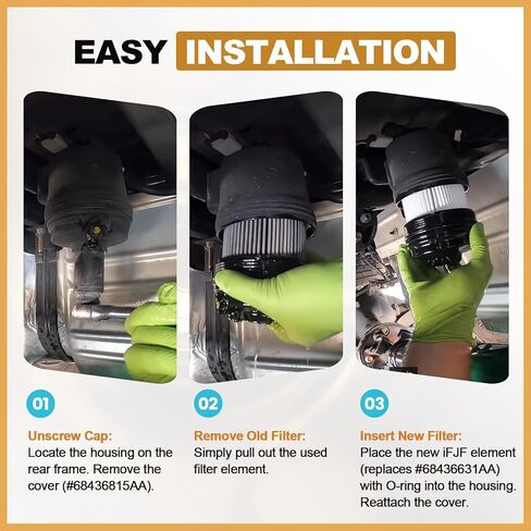 iFJF 68436631AA Fuel Filter Replacement for Ram 2500 3500 4500 5500 6.7L 2019-2022 Diesel Engine Ram 1500 2020 3.0L V6 EcoDiesel Frame Chassis Mounted PF46152 (2Pcs) in Kuwait