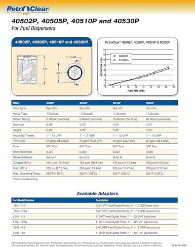 Fuel Dispenser Particulate Removal Filter 40510P by PetroClear in Saudi Arabia