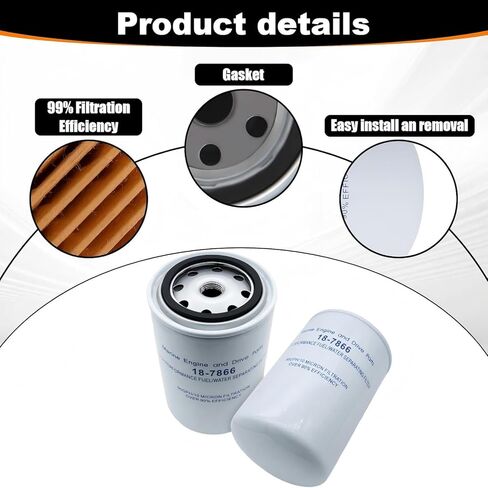 (1 PCS) 18-7866 Fuel Water Separating Filter Compatible with Ya-maha 115HP Outboard Motors, Replaces MAR-10MEL-00-00, MAR-24563-00-00, MAR-FUELF-IL-TR, 9-37807 in Kuwait