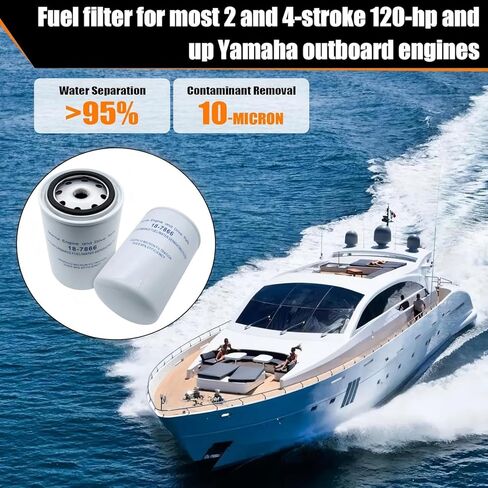 (1 PCS) 18-7866 Fuel Water Separating Filter Compatible with Ya-maha 115HP Outboard Motors, Replaces MAR-10MEL-00-00, MAR-24563-00-00, MAR-FUELF-IL-TR, 9-37807 in Kuwait
