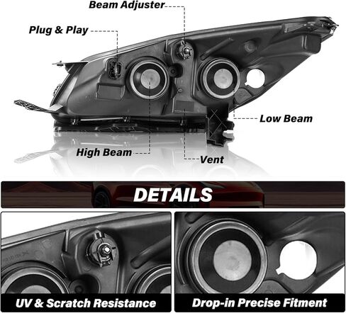 BRYGHT Headlight Assembly Fit for 2013 2014 2015 2016 Escape Passenger and Driver Side, Chrome Housing with Amber Reflector in Saudi Arabia