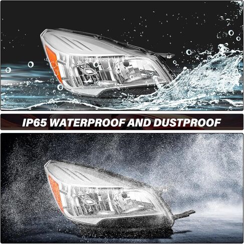 BRYGHT Headlight Assembly Fit for 2013 2014 2015 2016 Escape Passenger and Driver Side, Chrome Housing with Amber Reflector in Saudi Arabia
