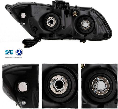 AKKON - Fits 2012 2013 2014 2015 Honda Civic Sedan 12-13 Civic Coupe [Halogen Type] Black Headlights Headlamp Pair Left+Right in Kuwait