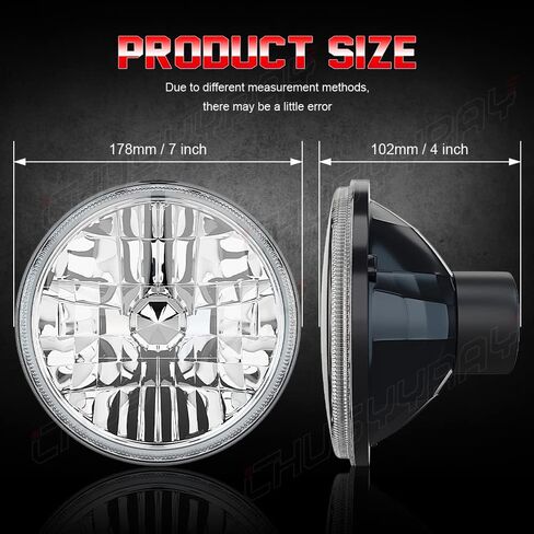 CHUSYYRAY 7 Inch Round Compatible with Chevy Bel Air LED Headlight Assembly 1955 1956 1957 for off-road, High Low Beam DOT Approved, 50W 10000LM 6000K White, Pack of 2 in Saudi Arabia