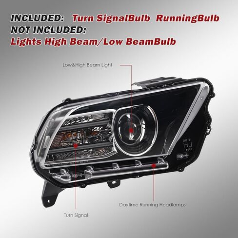 Nakkaa Passenger Xenon Headlight Assembly Compatible with Mustang 2013 2014 w/DRL Projector Right Side Headlamp DR3Z13008C in Kuwait